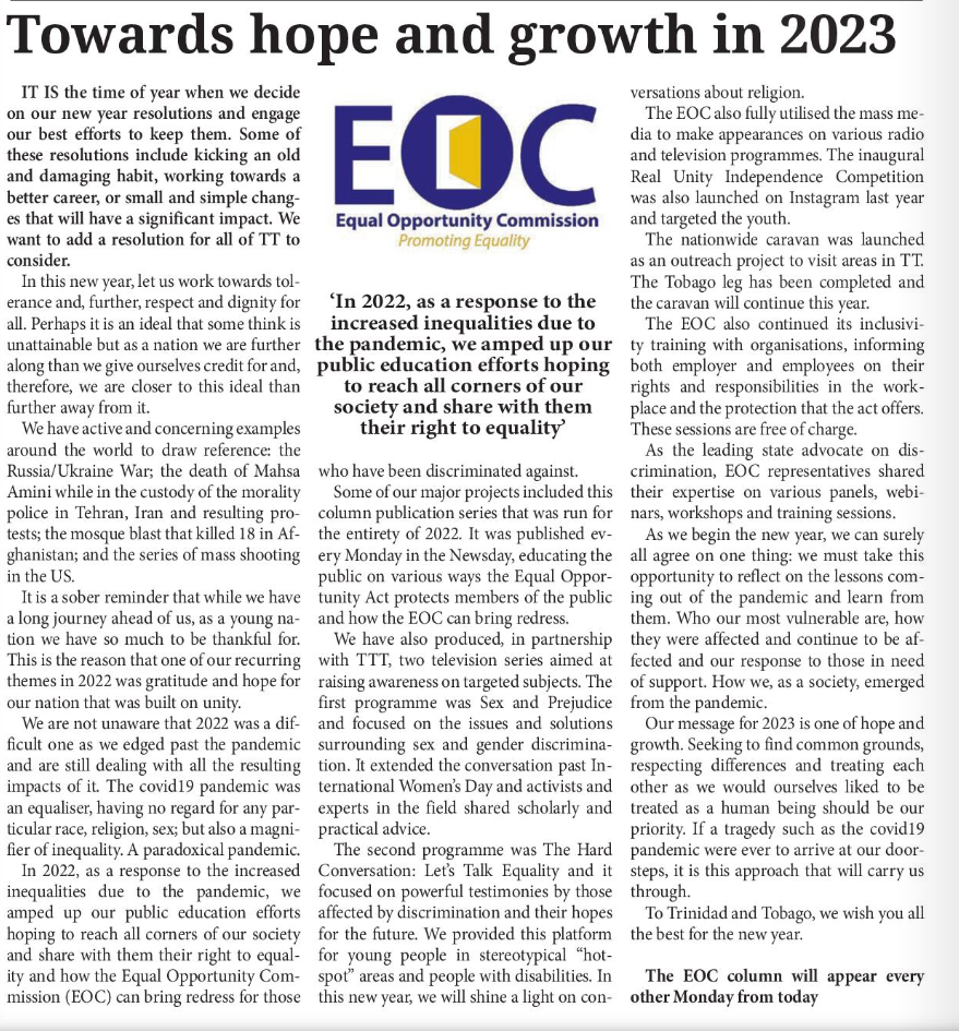 Towards hope and growth in 2023